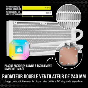 Icue H100I Elite Capellix Liquid CPU Cooler - White - Image 3