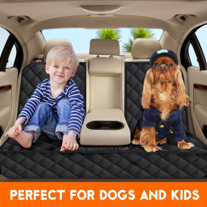 Dog Car Seat Cover, Back Seat Cover for Dogs Pet Car Seat Protector Waterproof Bench Car Seat Cover, Non-Slip Reat Seat Cover Fits Middle Armrest for Most Cars Trucks Suvs - Black - Image 6