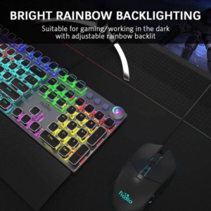 Mechanical Gaming Keyboard, LED Rainbow Gaming Backlit, 104 Anti-Ghosting Keys, Quick-Response Black Switches, Multimedia Control for PC and Desktop Computer, with Removable Hand Rest - Image 12