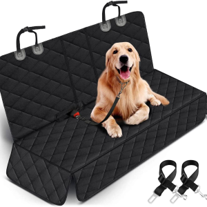 Dog Car Seat Cover, Back Seat Cover for Dogs Pet Car Seat Protector Waterproof Bench Car Seat Cover, Non-Slip Reat Seat Cover Fits Middle Armrest for Most Cars Trucks Suvs - Black - Image 11